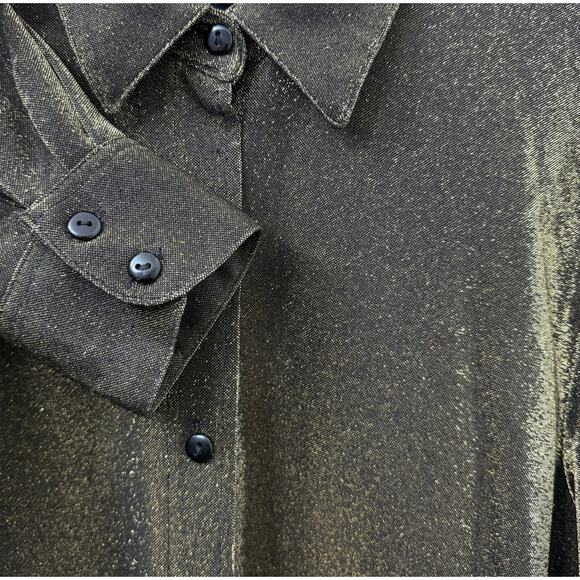 Avenue 14/16 Plus Metallic Shimmer Buttoned Top‎ Gold Glam Holiday Festive Party - Picture 3 of 11